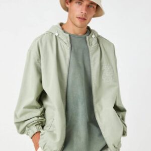 Hooded Denim Jacket Zipper Detail