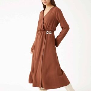 Midi Length Dress Wrapped Button Detailed Woman