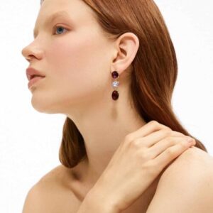 Women’s Colorful Oval Stone Dangle Earrings