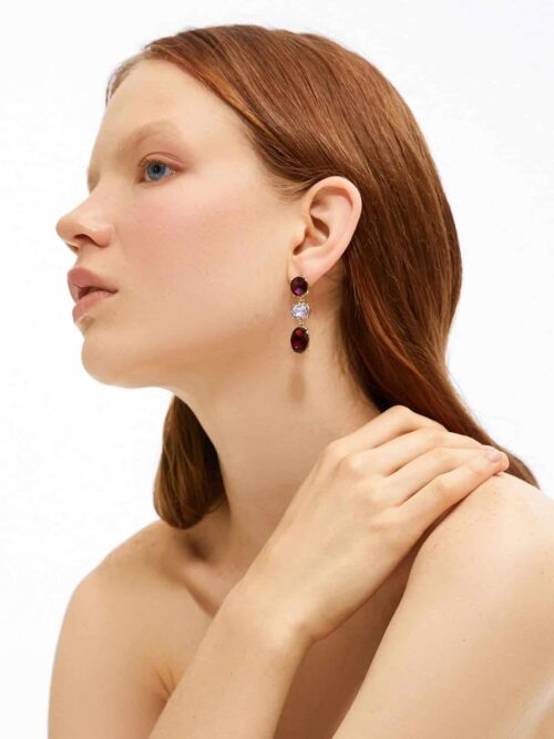 Women’s Colorful Oval Stone Dangle Earrings