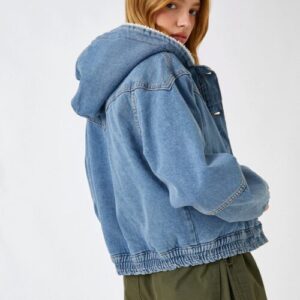 Denim Jacket Hooded Sherpa