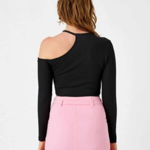 Crop T-Shirt Long Sleeve Window Detailed Woman