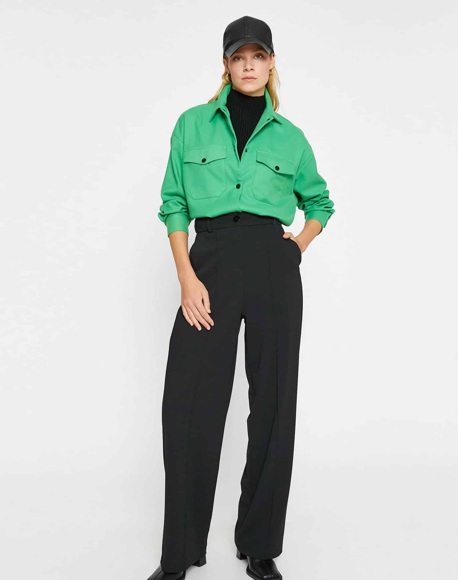 Long Sleeve Shirt Pocket Snap Fastener Woman - Image 2